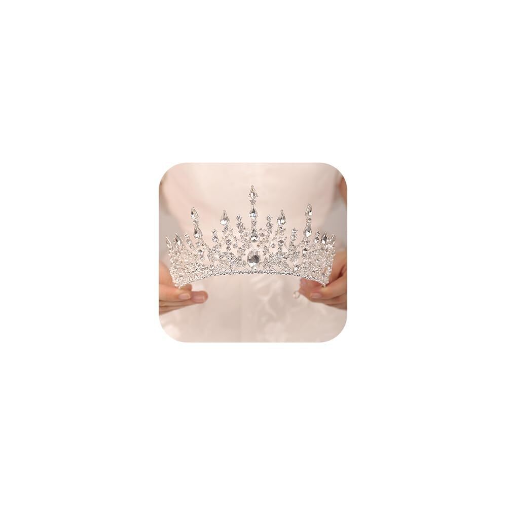 8045 Gold Tiara Crystal Crown Baroque Rhinestone Queen Princess Pageant